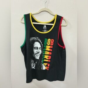 Zion Rootswear Black Bob Marley Tank with Yellow Trim size large